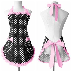 Delantal de Cocina Vintage Retro para Mujer, Delantal de Cocina con Bolsillo y Lazo, Delantal de Algodón con Estampado de Puntos - Product Image 1