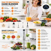 Mixeur Plongeant Professionnel 1200/1500W en Acier Inoxydable (Écran Tactile Numérique, Vitesse Variable, Tige Amovible, Faible Niveau Sonore)