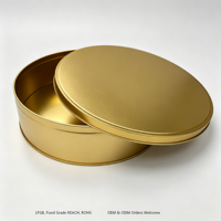 Boîte en fer blanc ronde dorée OEM ODM de qualité alimentaire, finition mate, pour biscuits, gâteaux de lune, emballage cadeau, logo personnalisé, commande en gros