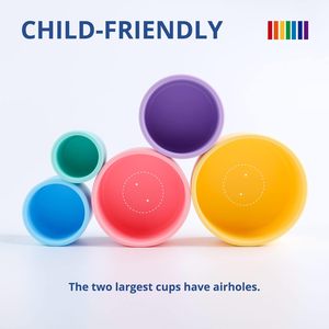 5 in 1 서클 컵 스택 부드러운 젖니가 나는 장난감 부드러운 실리콘 스택 컵 목욕 장난감 아기 스태킹 장난감 - Product Image 5