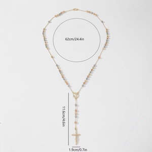 Joyería Religiosa, Collar con Cruz de Rosario en Forma de Y de San Benito, Chapado en Oro de 14k - Product Image 5