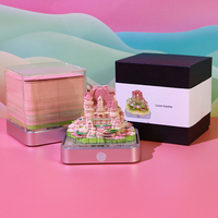 Saint Valentin Nouveau design Château d'amour Bloc-notes 3D Calendrier personnalisé Notes autocollantes Papier Sculpture Art Bloc-notes Articles cadeaux pour les filles