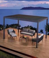 Pergola modulaire motorisée à lames orientables en aluminium, pavillon extérieur facile à assembler et résistant aux intempéries pour terrasse sur toit et terrasse de café