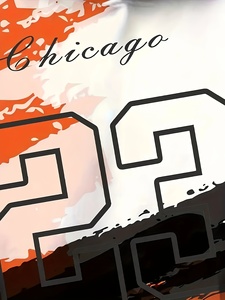 Felpa con Cappuccio Grafica <span class=keywords><strong>Chicago</strong></span> 22 da Uomo - Felpa Casual a Maniche Lunghe in Raso con Stampa 3D Antivento ad Asciugatura Rapida Arancione Nero Vestibilità Ampia con Tasca - Product Image 6