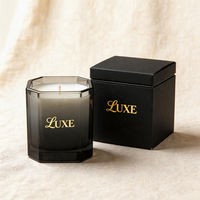 Vente en gros de pots à bougies carrés géométriques noirs de 8 oz, 10 oz et 12 oz, directement de l'usine, porte-bougie en verre pour la fabrication de bougies parfumées