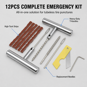 Kit Profesional de Reparación de Neumáticos Pinchados de 12 Piezas, Juego Universal de Extracción de Pinchazos de Emergencia, <span class=keywords><strong>Precio</strong></span> de Fábrica con MOQ de 1 Pieza, Listo para Enviar - Product Image 2