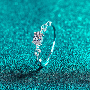 VVS1 0.5ct Moissanite Engagement <b>Ring</b> Bezel Setting <b>925</b> Sterling <b>Silver</b> Rhodium Plated Trendy for Women - Product Image 2