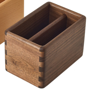 Boîte de rangement pour télécommande en bois massif, rectangulaire, en noyer noir, minimaliste, organisateur de bureau pour salon - Product Image 2
