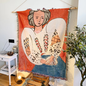 Jetés tissés décoratifs de haute qualité, d'artistes célèbres, magnifiques, en jacquard, avec pompon - Product Image 3