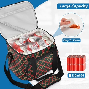 Sacs à déjeuner isothermes imperméables à grande capacité personnalisés avec motifs de Noël, sacs de pique-nique portables à bandoulière - Product Image 5
