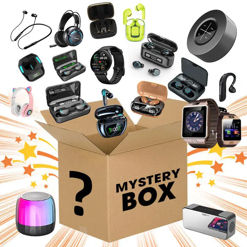 El mejor vendedor 3C producto electrónico Lucky Mystery Gift caja ciega tiene la oportunidad de abrir: Auricular inalámbrico Bluetooth con reloj led