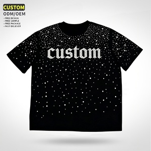 T-shirt en coton de <span class=keywords><strong>luxe</strong></span> pour hommes, personnalisé avec strass, délavé à l'acide, coupe oversize et carrée, <span class=keywords><strong>vêtement</strong></span> de haute qualité pour la vente en gros - Product Image 2