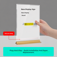 Support de Présentation de Table/Bureau Moderne en Acrylique et Métal pour Cartes, Facile à Assembler ; Format A4/L Transparent pour Menus et Boissons