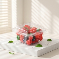 Scatola di Imballaggio Rettangolare in Plastica PET Monouso per Alimenti con Coperchio a Cerniera Design a Conchiglia per Fragole, Ciliegie, Pomodorini, Verdure