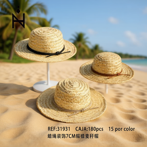 Cappello di Paglia con Tesa di 7 Cm Decorato con Corda Cerata, Cappello da Sole - Product Image 3