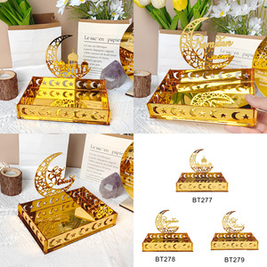 Bandeja de postre <span class=keywords><strong>Eid</strong></span> <span class=keywords><strong>Mubarak</strong></span>, bandeja de plato de estrella de Luna de Ramadán para fiesta musulmana islámica, dulces, pasteles, almacenamiento de frutas y alimentos - Product Image 5
