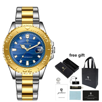 Montre-bracelet à quartz Gohuos 58818 tendance pour homme, en acier inoxydable, affichage automatique de la date, étanche, avec aiguilles lumineuses, montre de bureau