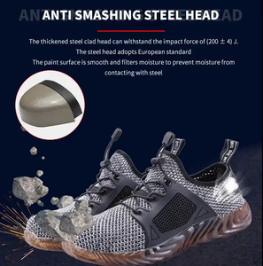 Легкие мужские и женские безопасные спортивные рабочие ботинки дышащая сетчатая Повседневная защитная обувь со стальным носком для лета, весны и осени - Product Image 4