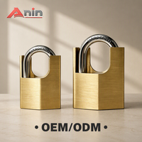 Cadenas Anin en laiton type D à double levier, 50 mm 60 mm, avec anse en acier trempé, antivol, pour casier, boîte à outils, armoire