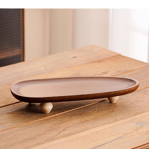 Walnut Wood <b>Tray</b> Irregular Shape High Leg Storage <b>Tray</b> For Home Coffee <b>Tea</b> Serving - Product Image 4