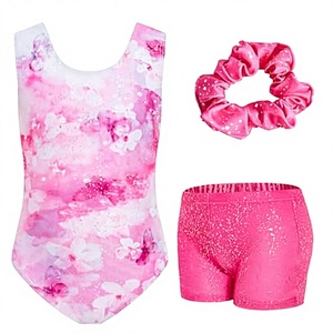 Justaucorps de gymnastique et de danse pour filles, rose, imprimé par transfert thermique, à bretelles croisées, coupe ajustée, en Spandex/Polyester, vente en gros - Product Image 2