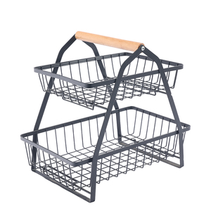 Hot bán <span class=keywords><strong>Countertop</strong></span> kim loại màu đen <span class=keywords><strong>2</strong></span> <span class=keywords><strong>Tier</strong></span> lưu trữ nhà bếp Organizer Rau đồ ăn nhẹ giỏ trái cây đứng cho nhà - Product Image 2