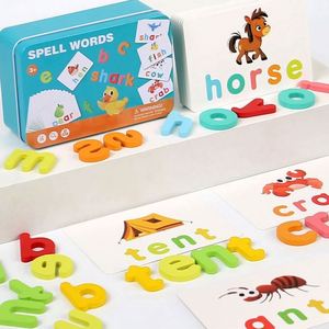Wooden Letters Recognition <b>Puzzle</b> Flash Cards Alphabets Matching Sight Words Read Spelling Learning Toy - Product Image 2