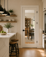 Porte en verre clair à 1 vitrage de style américain moderne, porte intérieure en bois massif blanc avec verre français