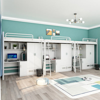 Lit Superposé Moderne en Métal pour Dortoir, avec Bureau et Armoire