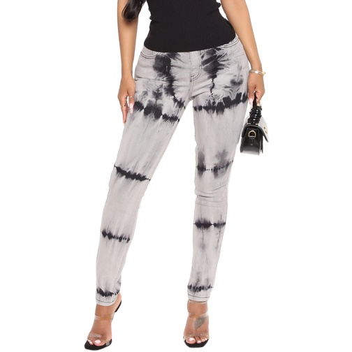 OEM на заказ Печать Вышивка женские джинсы брюки с принтом тай-дай темно-синие джинсы скинни комфорт стрейч изготовленным на заказ логосом