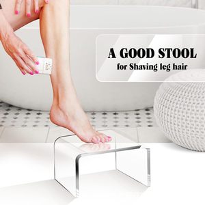Tabouret de douche en acrylique transparent Thandes 25,4 D x 16 L x 16 H cm, étagère de rangement pour salle de bain, repose-pieds - Product Image 4