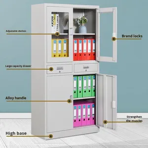 Sắt văn phòng Tủ hồ sơ với Locker khóa kim loại chứng từ dữ liệu tài chính tủ trong bảng gỗ phong cách - Product Image 2