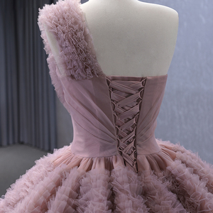 Para Jancember 231133 elegante vestido de fiesta de noche con cordones fruncidos de un hombro con volantes y pliegues cintura natural de maternidad - Product Image 6