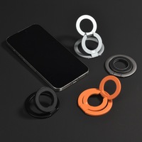 Support de téléphone magnétique double face en aluminium, triple charnière, entièrement pliable, avec anneau métallique