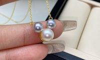 FEIRUN Collier superposé en forme de bouton de 7 et 8mm au design mignon Collier de perles d'eau douce naturelles simples