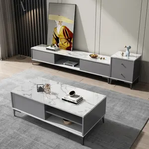 2022最新设计木制中密度纤维板现代家具柜客厅电视柜和茶几套装