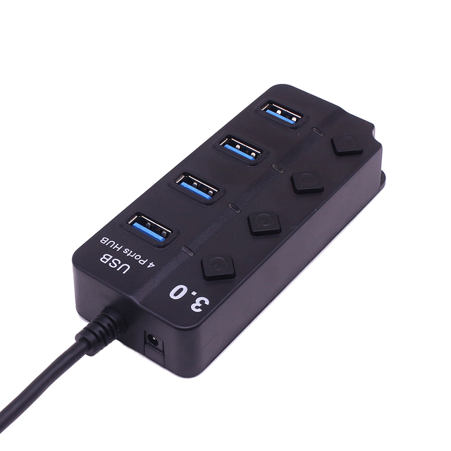 USB 3.0 Hub ABS Material Individual On/Off Switches LED Indicators 2-4 Ports No Plug Required Stock Laptop Computer Peripherals