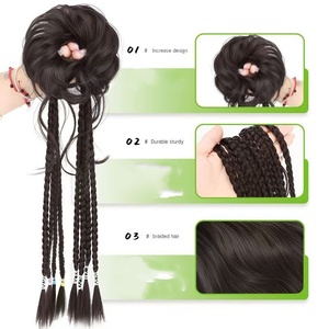 Peluca de pelo de raíz de loto hinchado natural, extensión de pelo de punto trenzado de boxeo medio atado, peluca falsa de cola de pelo de fibra asiática - Product Image 3
