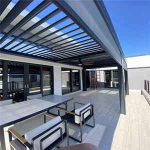 <span class=keywords><strong>Pergola</strong></span> motorisée de type 175 en aluminium, autoportante et imperméable, avec <span class=keywords><strong>toit</strong></span> réglable, porte coulissante en verre, rideaux roulants pour patio - Product Image 2