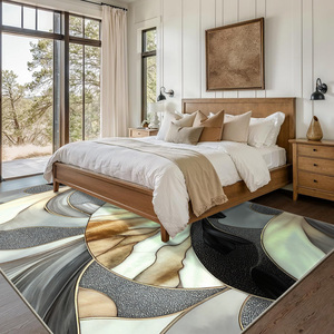 <span class=keywords><strong>Tapis</strong></span> moderne abstrait en polyester pour camping et voyage, avec envers antidérapant en TPR, à poils ras, lavable en machine, tufté et tressé, adapté aux animaux domestiques - Product Image 1