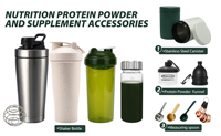 Ensemble personnalisé de bouteille shaker, boîte à poudre protéinée, cuillère en acier inoxydable avec emballage premium pour les compléments nutritionnels