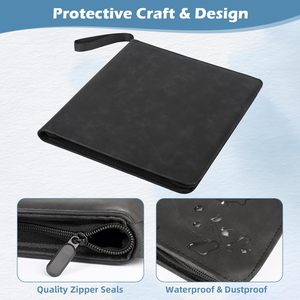High Quality PU <b>Leather</b> 12 Pockets 9 Card <b>Binder</b> Secure Zipper Custom Black for Trading Card Storage Album - Product Image 2