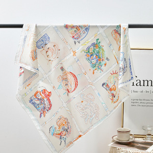 <span class=keywords><strong>Foulard</strong></span> <span class=keywords><strong>carré</strong></span> 100 % soie de mûrier pour femme 90x90cm, imprimé animal printemps, style frais et doux, vente en gros - Product Image 6