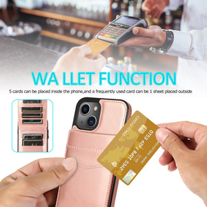 Pour iPhone 14 portefeuille avec porte-cartes, béquille en cuir PU de qualité supérieure, fentes pour cartes, housse de fermoir magnétique pour iPhone 14 Pro Max - Product Image 2