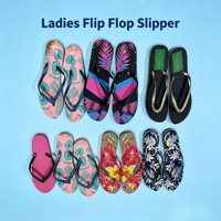 Modèle FLX024 à 0,48 $ – Stock en gros du Vietnam prêt à l'emploi – Sandales de plage fantaisie pour femmes avec de nombreux imprimés