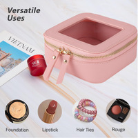 Étui cosmétique carré miniature avec logo personnalisé, fermeture éclair, pour femmes et filles, en PU transparent, petite trousse de maquillage portable, boîte de rangement cosmétique de voyage
