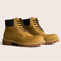 Bottes mi-montantes jaunes de qualité supérieure en cuir véritable style Martin, unisexe, classiques, à bout large, décontractées, pour le travail, vente en gros