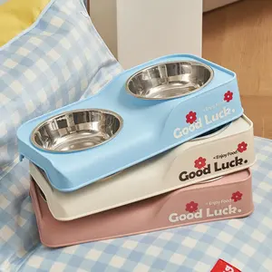 Tigela Elevada Dobrável 2 em 1 de Aço Inoxidável com Suporte para Cães e Gatos, Recipiente para Água e Comida - Product Image 1