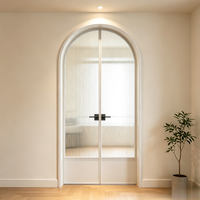 Porte française intérieure en acier de style Crittall moderne, cadre fin, noir, double vitrage, porte battante
