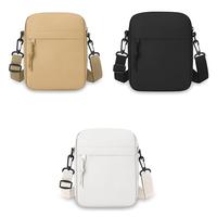 Tas selempang pria, kantung ponsel bahu ringan kompak persegi Mini warna polos kasual Untuk dompet